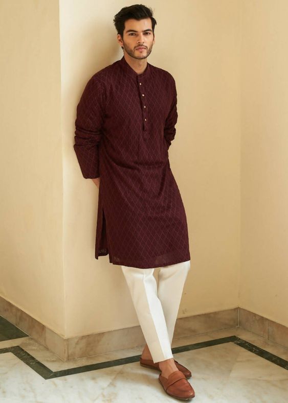 Navy Silk Kurta Fabric