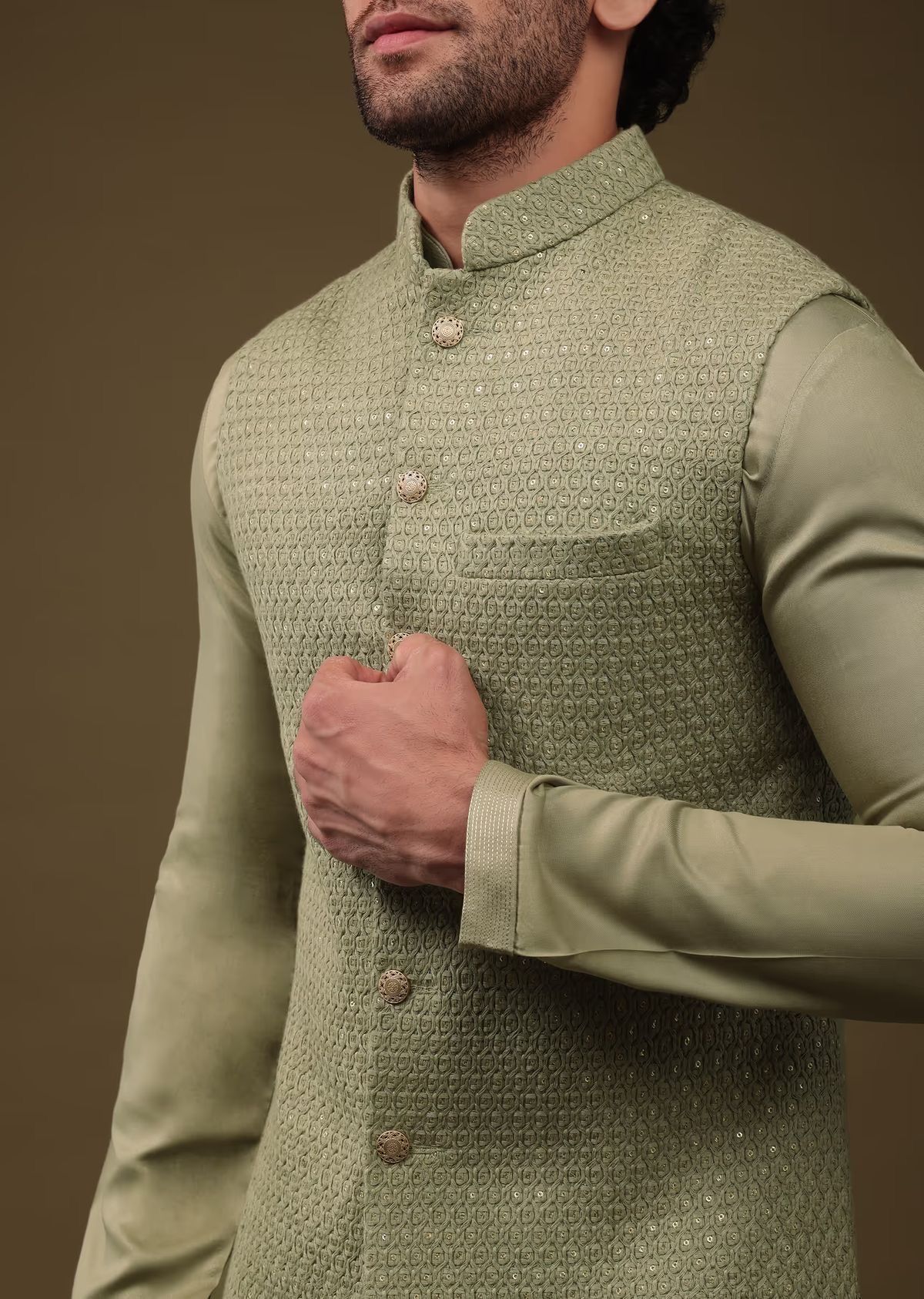 Beige Linen Waistcoat Fabric